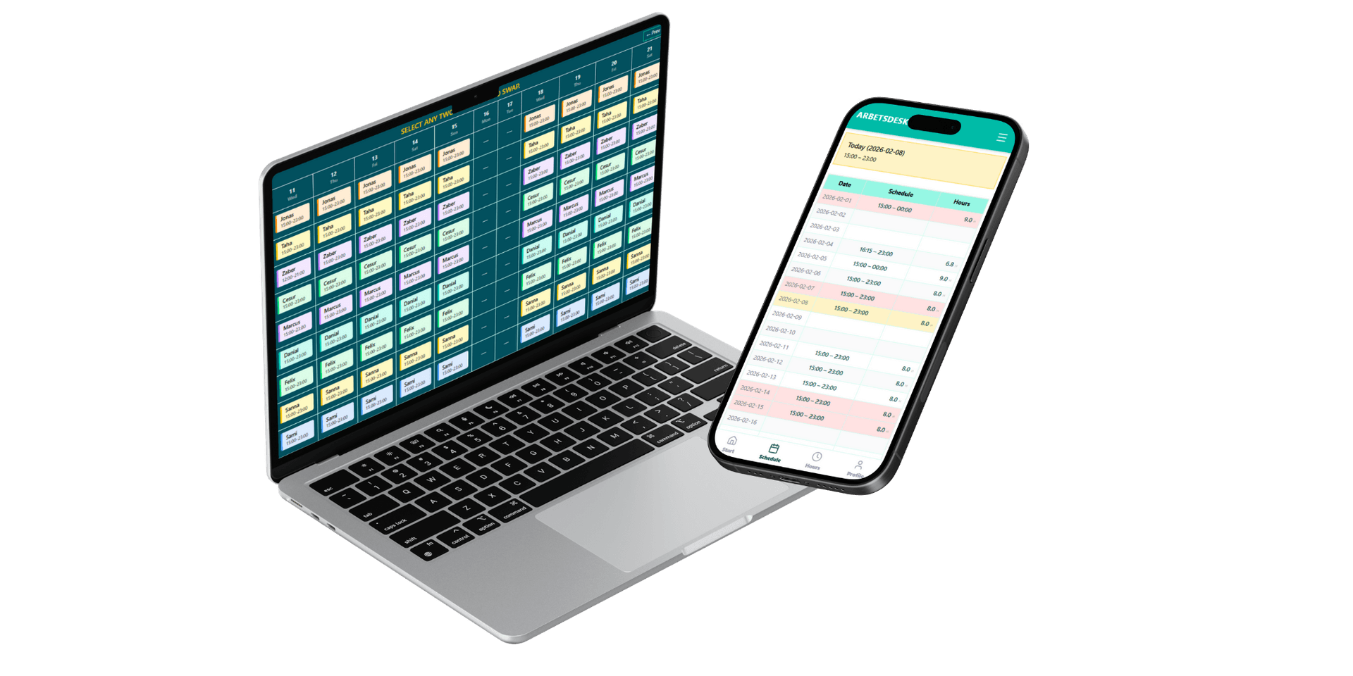 Staff scheduling dashboard