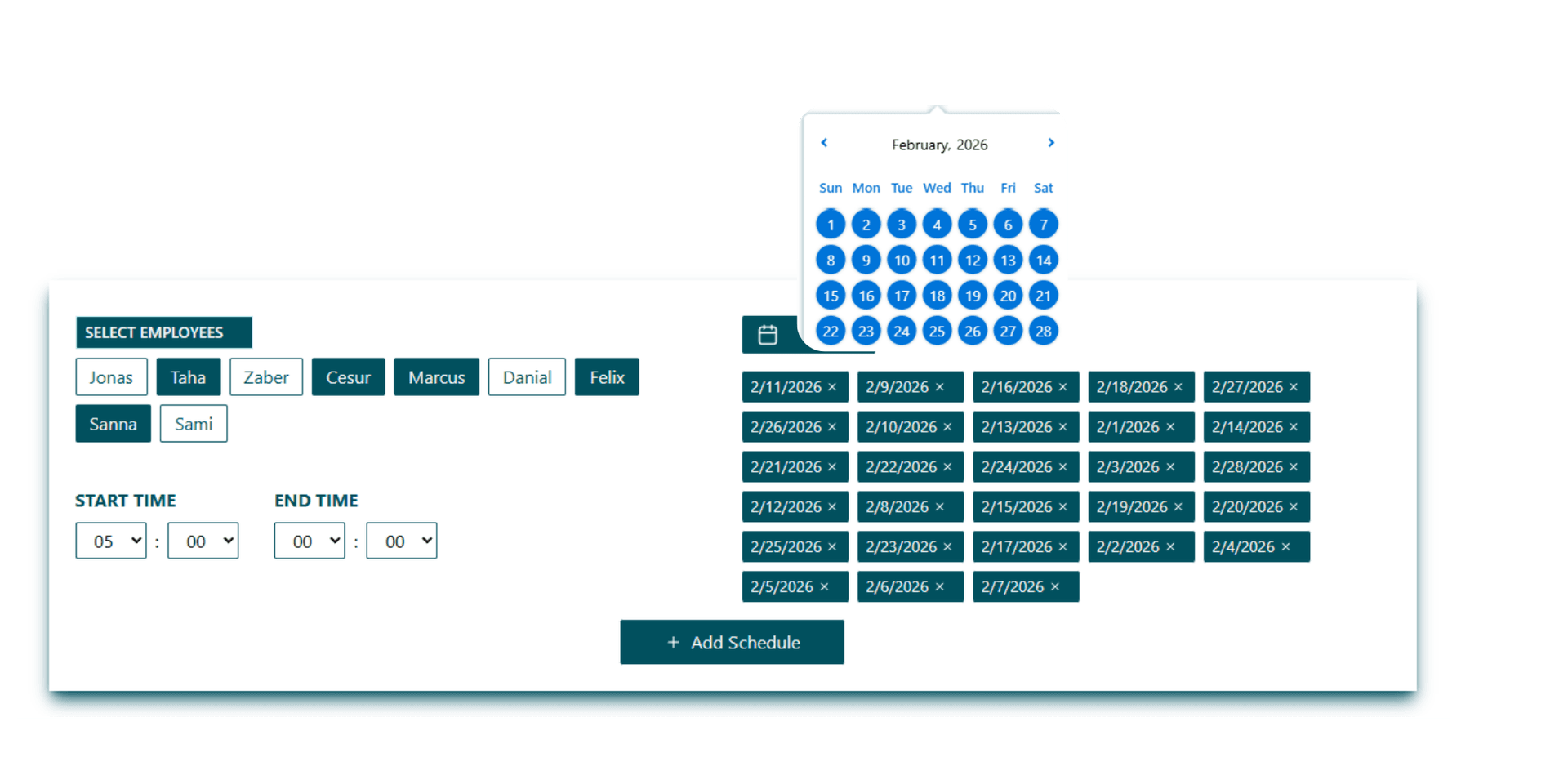 Create schedule easily
